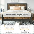 thumbnail image 6 of Sha Cerlin Queen Size Metal Platform Bed Frame, Industrial Wooden with Rivet Headboard and Steel Slat Support, Brown, 6 of 7