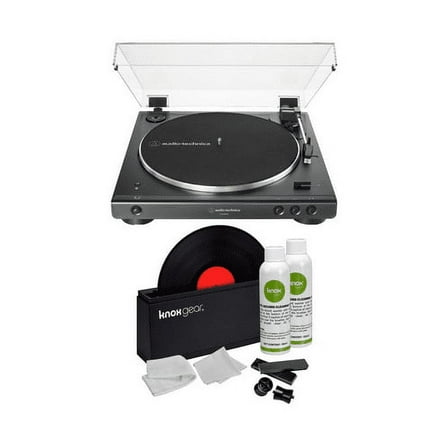 Audio-Technica AT-LP60X Bluetooth Turntable Black w Knox Vinyl Cleaning Kit