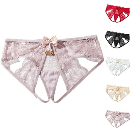 Women Lace T-Back Thong G-String Panties Lingerie Knickers Open Crotch Underwear Claret M YIWEI