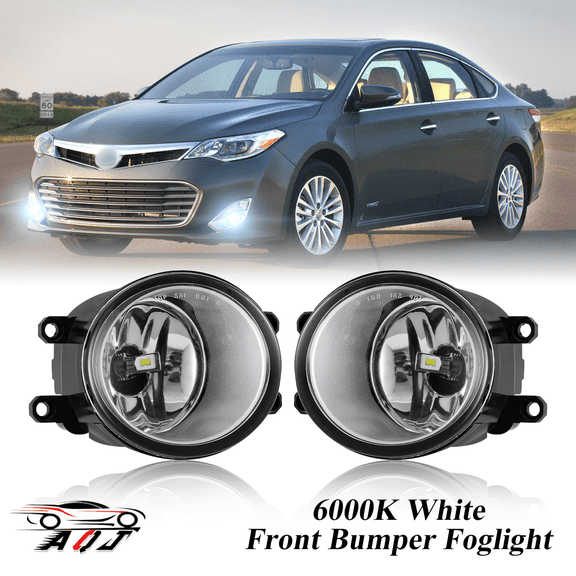 Pair Front Fog Lights Kit for Toyota Avalon 2011-2015, 6000K White Off-Road Lamps Black Front Bumper LED Foglights