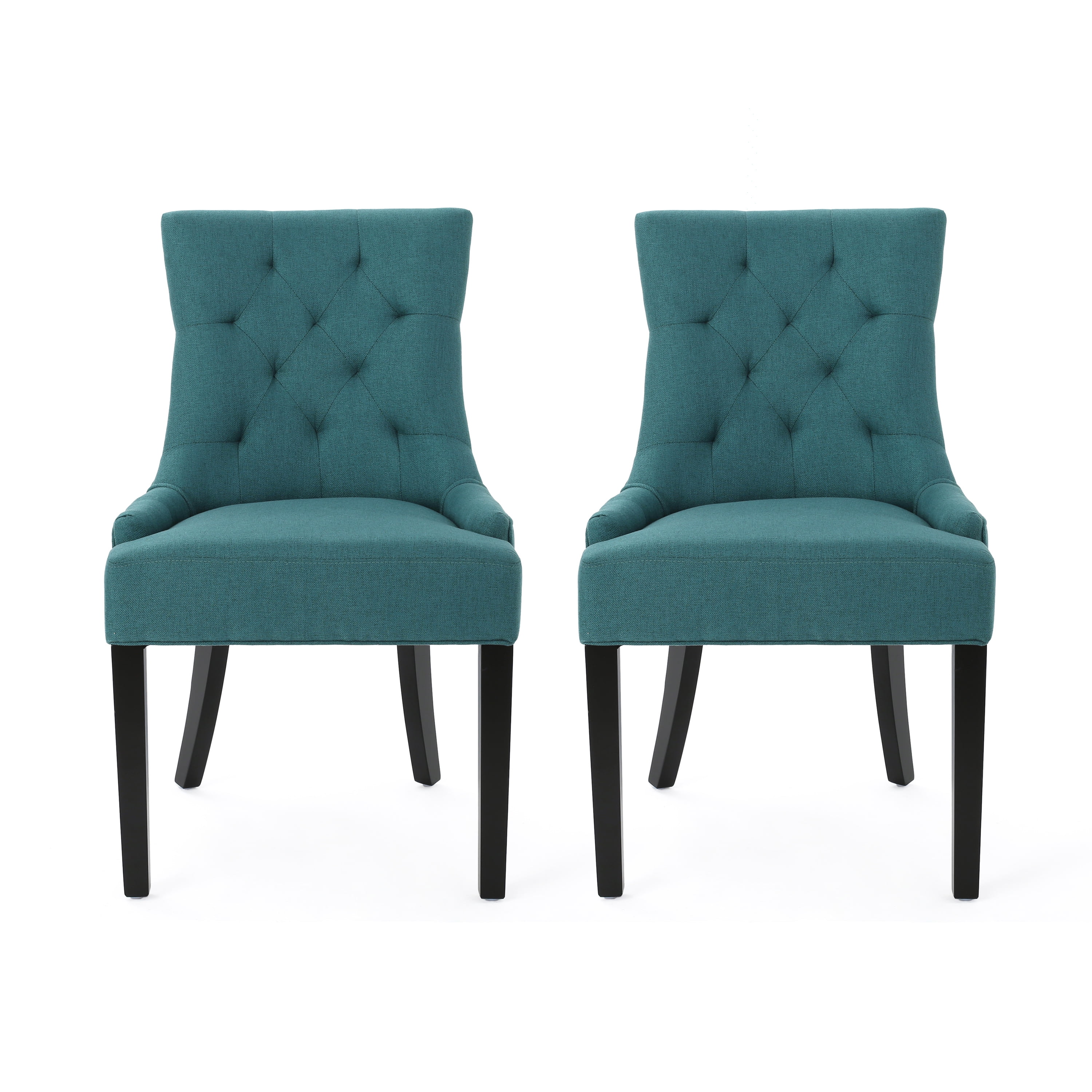 Noble House Haley Contemporary Fabric Dining Chairs, Set of 2, Dark Teal