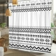 thumbnail image 4 of White Black Shower Curtain for Bathroom Boho Shower Curtains Cloth with Hooks Bohemian Stripe Geometric Fabric Shower Curtain 36x72 inches, 4 of 6