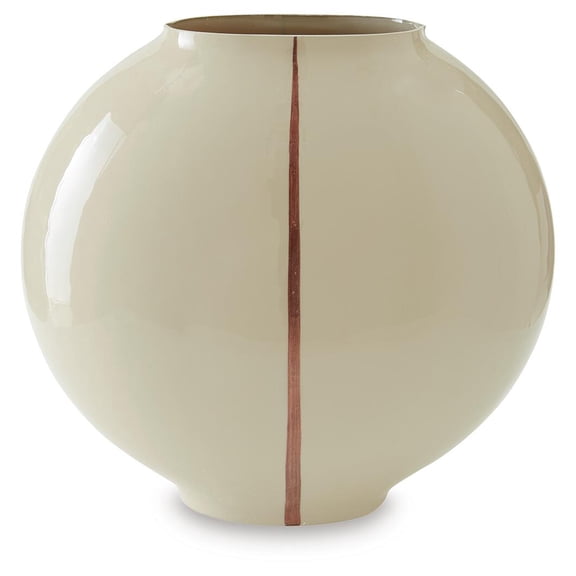 Signature Design by Ashley Sheabourne 12.5" Glass Vase, Cream with Copper Accent