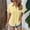 Yellow, variant on Fesfesfes Women's Daily T-shirt Solid Color Chest Pocket Turndown Collar Tops with Buttons Summer Fashion Short Sleeve Foldable Blouse(Yellow,2XL)