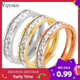 thumbnail image 2 of Vqyskoko-anillo cuadrado de acero inoxidable, accesorio de fiesta de compromiso de circón blanco, anillo geométrico personalizado para pareja, 2 of 4