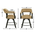 thumbnail image 4 of Steve Silver Rylie Mid-Century Modern Vegan Leather Swivel Counter Arm Chair, Black and Camel, 4 of 10