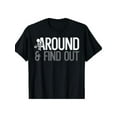 thumbnail image 1 of Black Printed Cotton T-Shirt With a Large "Around, Find Out" Print, Simple And Stylish, Suitable For Summer, 1 of 5