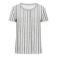 thumbnail image 7 of Fengactive Womens Short Sleeves Crew Neck T Shirts Striped Printed Basic TeeS Casual Vacation Tunic Tops, 7 of 7
