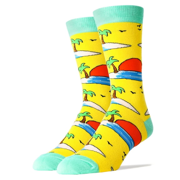 OoohYeah Men's Funny Crew Socks Dress Cotton Costal Socks Novelty Cool Socks, Sunset