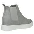 thumbnail image 3 of Soda Flat Women Chelsea Shoes Suede Casual High Top Hidden Platform Sneakers White Sole Flatform Elastic Sides Draw-G Gray 6.5, 3 of 3