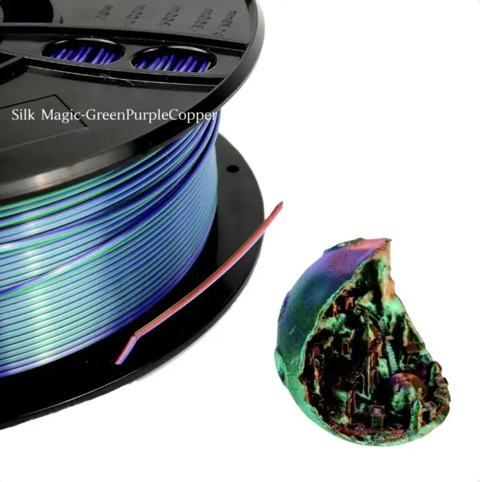 PLA Magic Triple-Color Silk Filament for 3D Printers,1kg (Gold-Copper-Black)