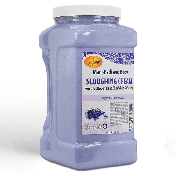 SPA REDI - Foot Cream, Sloughing Lotion, Lavender and Wildflower 128 Oz - Pedicure Massage Foot Care for Dry Cracked Feet, Scrub Gently, Exfoliating