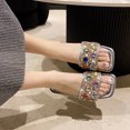 thumbnail image 3 of Sandalias planas con joyas y purpurina de punta cuadrada Slide On, 3 of 6