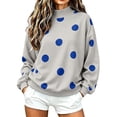 thumbnail image 2 of thefmos Women's Mock Neck Fleece Polka Dot Pullover Sweatshirt Ribbed Cuffs Long Sleeve Casual Cozy Top Fashion Fall Winter Outfit, Gray S, 2 of 5