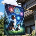 thumbnail image 3 of Happy New Year Australian Shepherd Family Cheer Winter Midnight Firework House Flag 28x40in Double Sided Aussie Dog Lover Gifts Outdoor Decor - 02025, 3 of 5
