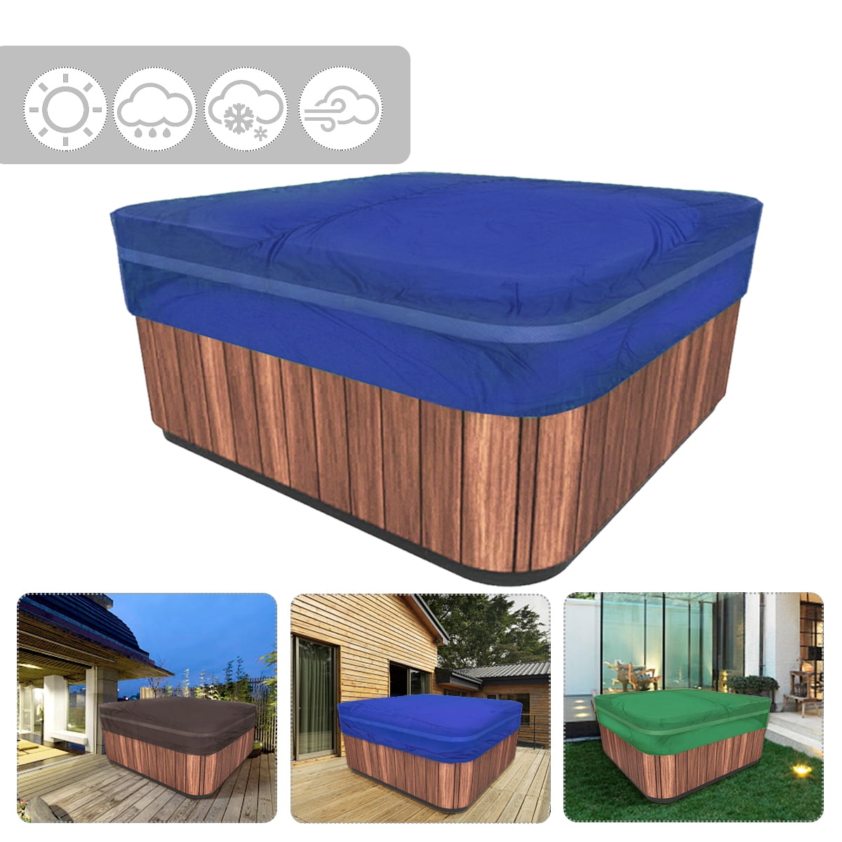 Tub Spa Cover Cap Waterproof Dust Protector Square Case Waterproof  Home Yard wp 