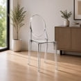 thumbnail image 3 of 2xhome Set of 2 Modern Contemorary Dining Ghost Side Chairs Transparent Stackable Victorian Acrylic Plastic Vanity Chairs, Clear, 3 of 10