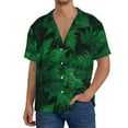 thumbnail image 3 of KLL Green Leave Fern Print Men's Shirt Short Sleeve Button Down Summer Cuba Beach Shirts- Large, 3 of 7