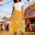thumbnail image 2 of XIAONU Light Up Illuminated Skirt For Women Tiered Asymmetrical Hem Sheer Skirt Glowing Festival Performance Skirts, 2 of 4