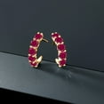 thumbnail image 4 of Gem Stone King 2.50 Ct Round Red Created Ruby 18K Yellow Gold Plated Silver Open Earrings for Women, 4 of 4