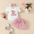 thumbnail image 2 of Gunia Baby Girl Spring Outfits Set Short Sleeve Skirt Embroidered Bear Clothing Gold Silk Skirt Lovely 6-9 Months, 2 of 9