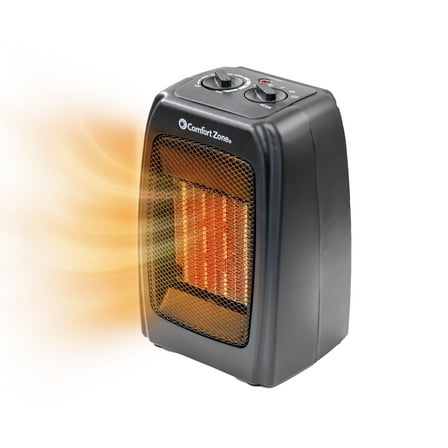 Comfort Zone Portable Desktop Space Heater with Thermostat, 1,500W