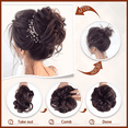 thumbnail image 5 of DOPI Claw Clip Messy Bun Hair Piece Wavy Curly Hair Bun Clip in Claw Chignon Ponytail Hairpieces Synthetic Tousled Updo Hair Extensions Scrunchie Hairpiece for Women, Gray and White Tips, 5 of 6