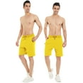 thumbnail image 5 of Tyhengta Mens Shorts Casual Comfortable Workout Shorts Drawstring Zipper Pockets Elastic Waist Yellow 34, 5 of 8