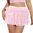 thumbnail image 1 of NINGMENG Skirts For Women Summer Solid Color Ruffle Lace Elastic Waist Bow Front Micro Mini Skirt Outwear,Pink,XL, 1 of 4