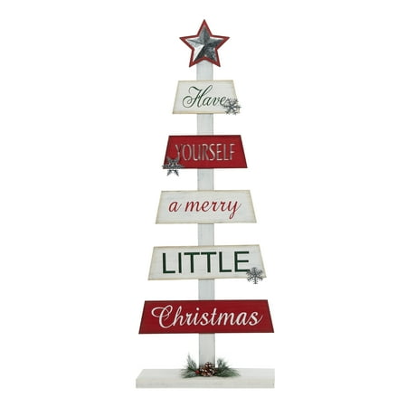 Holiday Time Standing Wooden Slat Christmas Tree Décor,