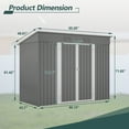 thumbnail image 6 of 8' x 4' Storage Sheds, Galvanized Metal Outdoor Shed with Lockable Door, Heavy Duty Outdoor Storage Cabinet for Garden, 6 of 8