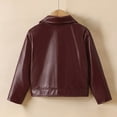 thumbnail image 6 of XAOFW Girls Outerwear Coats Jacket Windproof Warm Pu Leather Kids British Motorcycle Toddler Functional Long Sleeve Turndown Collar Solid Color Fashionable Comfortable Holiday Vacation Tops, 6 of 9