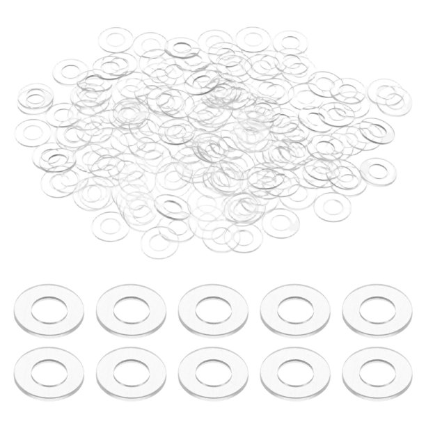 Uxcell 300-Pack M6 Arandelas Planas de Plástico, 6mm ID 12mm OD 1mm Grosor Arandelas Espaciadoras Transparentes para Manijas de Puertas de Ducha
