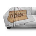 thumbnail image 3 of Fishing Soft Flannel Fleece Blanket, Monochrome Hanged Signboard Illustration Day Off Hobby Themed Print, Cozy Plush for Indoor and Outdoor Use, 70" x 90", Persian Orange and White, by Ambesonne, 3 of 6