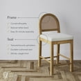 thumbnail image 3 of Nathan James Bailey Boucle Upholstered Rattan Bar Stool Counter Height Stool with Natural Rattan Woven Back For Kitchen Island Light Brown, 3 of 5
