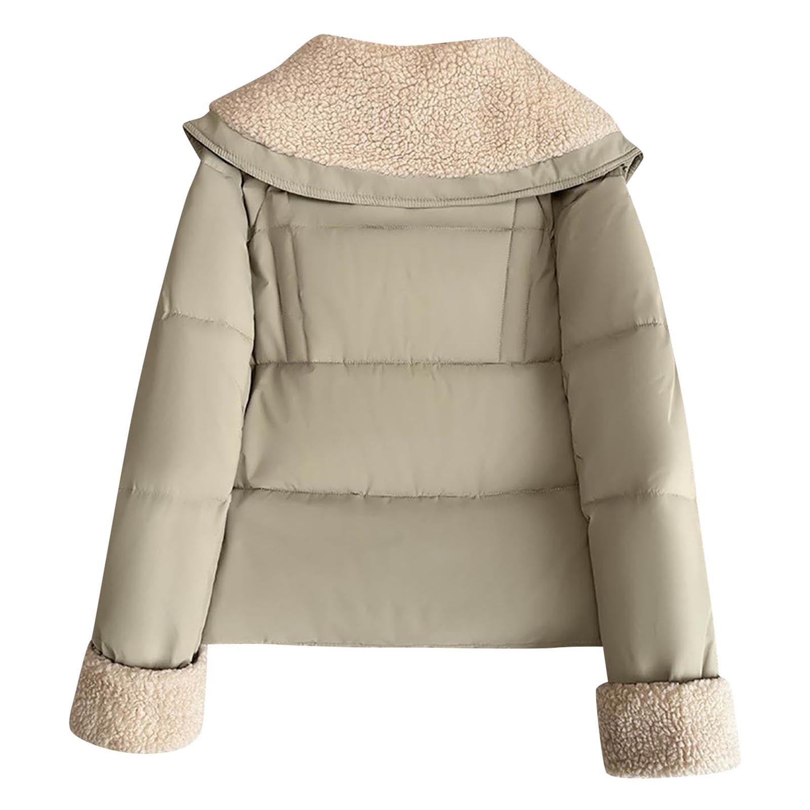 Bixock Women Outerwear Fall and Winter Casual Solid Color Long Sleeve No Hood Notched Lapel Quilted Jacket