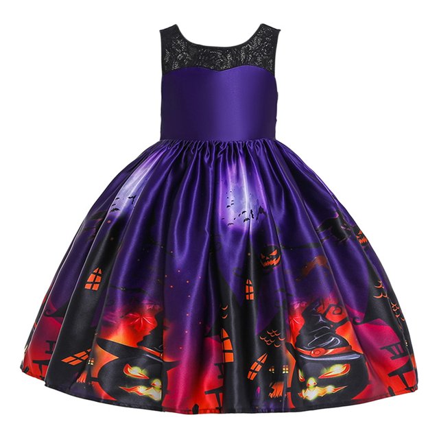 HAWEE Robe de Cosplay d'Halloween pour Filles Costume de Vampire Chauve-Souris Citrouille Costume de Jeu de Rôle