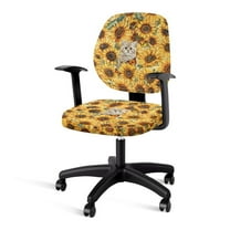 ZUXONGSY Sunflower Cat Desk Chair Cover 2 Pack Computer Chair Seat Cushion Cover Stretch Rotating Chair Slipcover Stain Resistant Backrest Slipcovers for Student Office Worker