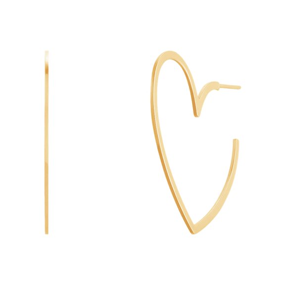 Welry 14kt Yellow Gold 33mm Heart Shaped Hoop Earrings