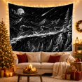 thumbnail image 3 of Three Wolves Leaping on Rocky Ledge Against Moonlit Peaks, Adventurous Fantasy for Wildlife Enthusiasts, Mystical Mountain Scene Art, Housewarming Gift, Tapestry Wall Hanging for Bedroom and Dorm, 3 of 7