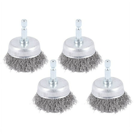 4 Pcs Wire Cup Brush Set, for Drill 1/4 Inch Arbor 0.010 Coarse Carbon Steel-2