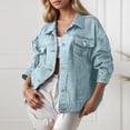 thumbnail image 4 of Towmus Casual Denim Jacket for Women Oversized Button Down Collared Long Sleeve Shirts Lightweight 2025 Fall Jackets, 4 of 9