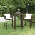 thumbnail image 1 of vidaXL 3 Piece Garden Bar Set with Cushions Poly Rattan Brown, 1 of 5