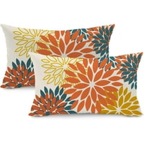 Orange Yellow Flower Pillow Covers 12x20 Inch Set of 2 Fall Throw Pillows Outdoor Waterproof Decor for Living Room Sofa Patio Funiture Garden Floral Polyester Pillow Covers 012E12