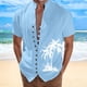 thumbnail image 3 of Camisas Vaqueras Para Hombre XXL Camisa de vacaciones en la playa Camisa de cuello con botones en los puños para hombre (Blue, M), 3 of 4