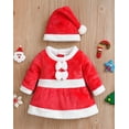 thumbnail image 6 of WIBACKER 0-18M Christmas Baby Girl Santa Claus Costume Velvet Long Sleeve Dress with Hat Infant Xmas Party Cosplay Set, 6 of 11