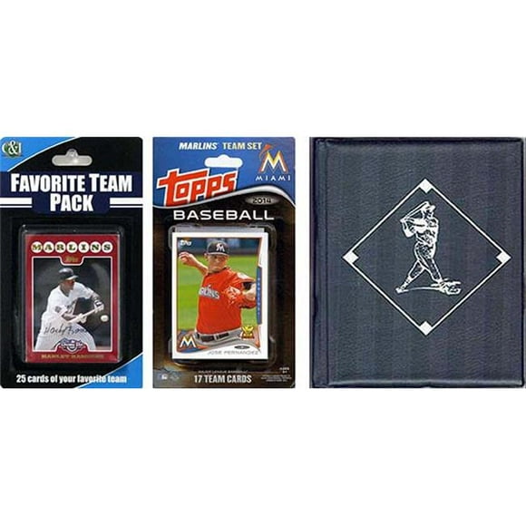 CandICollectables 2014MARLINSTSC MLB Miami Marlins Licensed 2014 Topps Team Set & Favorite Player Trading Cards Plus Storage Album