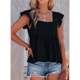 thumbnail image 5 of Blusa Informal de Mujer con Cuello Cuadrado, Volantes y Mangas , Estilo Babydoll, Color Negro, Talla XL, 5 of 10