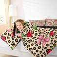 thumbnail image 4 of Manfei Cute Bow Cherry 7-Piece Twin Bedding,Brown Cheetah Print Bedding Comforter Set,Black Reversible, 4 of 7