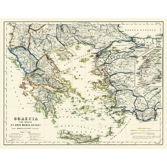 Historic Map - Greece Turkey Aegean Sea Islands - Kiepert 1903 - 29.40 x 23 - Vintage Wall Art